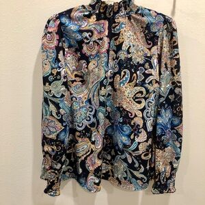Paisley Print Long Sleeve Blouse